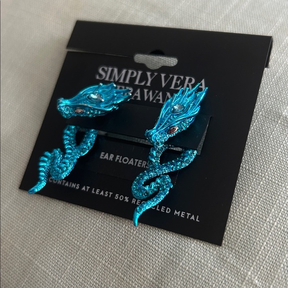 Simply Vera Wang Blue Ear Floater Earrings Blue Dragon NWT - Picture 1 of 4
